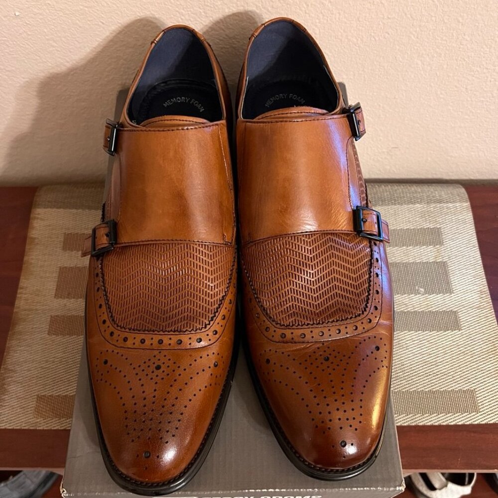 NWT Bayne Leather Cap Toe Double Monk Strap Dress Shoes